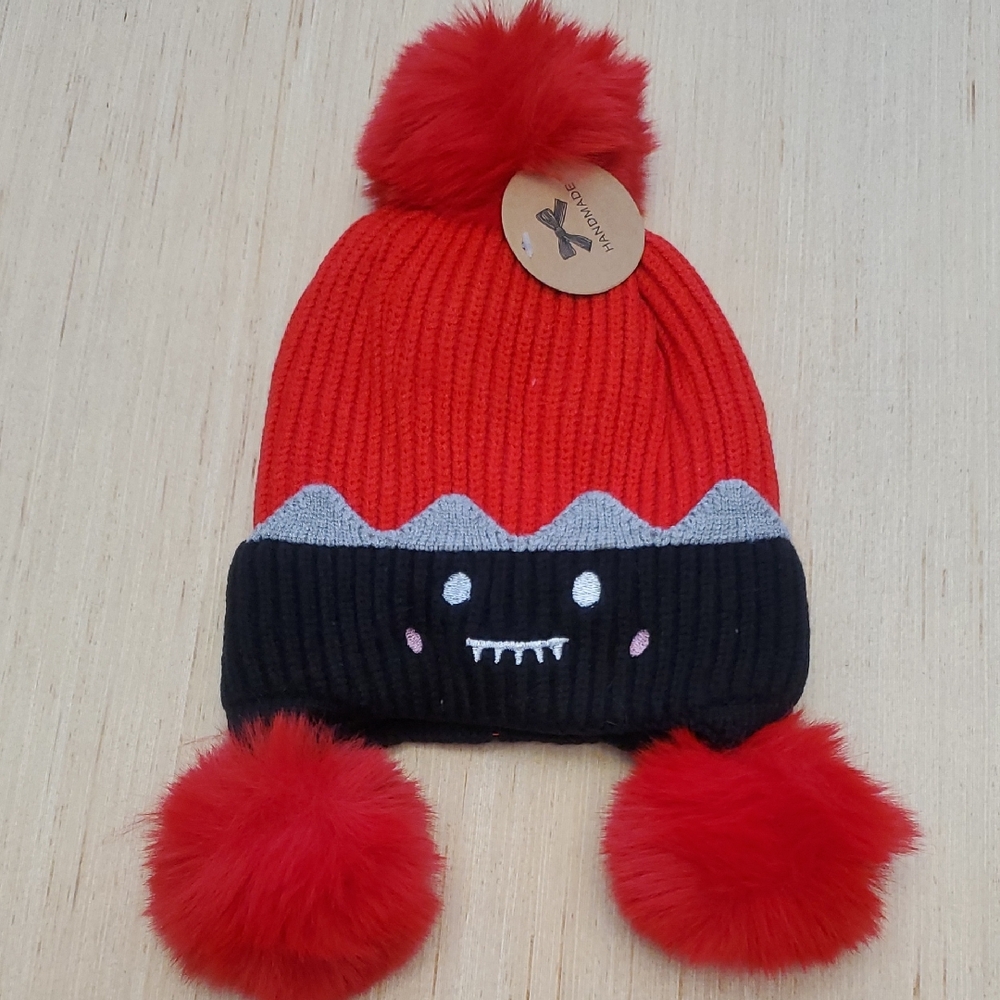 Red Monster Kids Beanie Hat